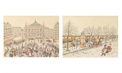 Lot 1088 - Jacques Fabres [CITY SCENES] Two hand-colored...