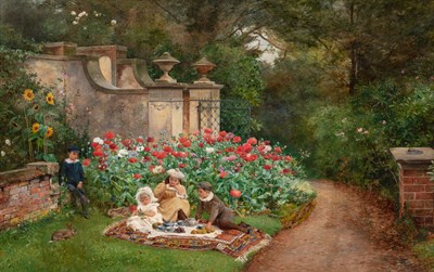 Lot 77 - David Bates English, 1840-1921 In the Garden...