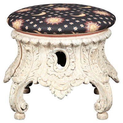 Lot 311 - Rococo Style Cream-Painted Circular Stool...