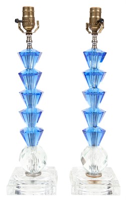 Lot 325 - Pair of Art Deco Style Cobalt Blue and...