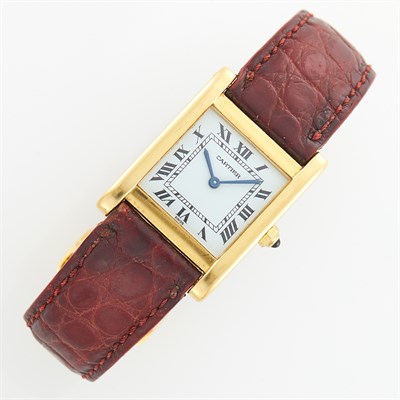 Lot 1189 - Cartier Gold 'Tank' Wristwatch