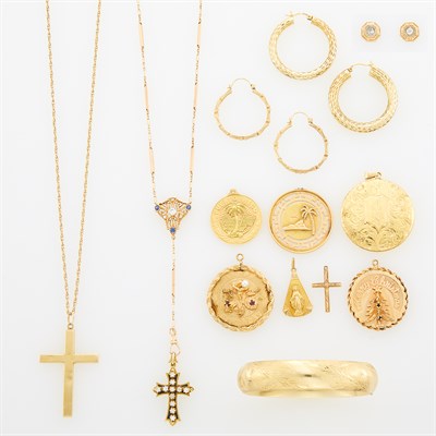Lot 1170 - Group of Gold Jewelry