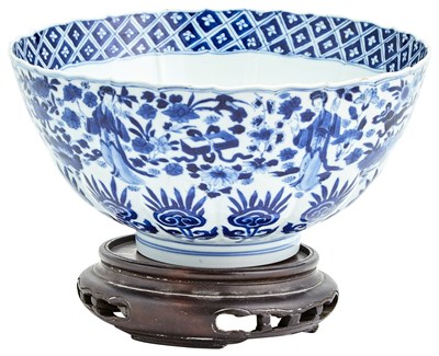 Lot 234 - A Chinese Petal-Molded Blue and White...