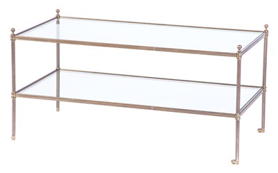 Lot 337 - Bronze and Glass Two-Tier Low Table Height 20...