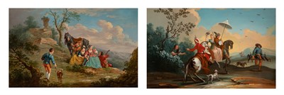 Lot 155 - Manner of Antoine Watteau Hawking Party and...