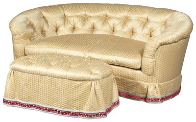 Lot 30 - Yellow Silk-Upholstered Sofa The incurved...