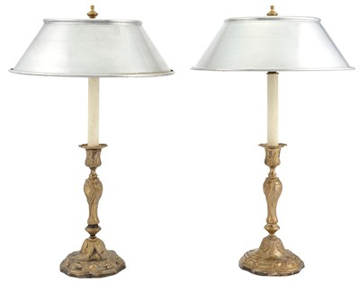 Lot 37 - Pair of Louis XV Ormolu Candlesticks Each...