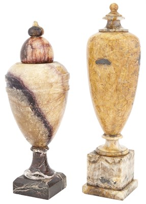 Lot 94 - Two Blue John Urns Each of tapering circular...