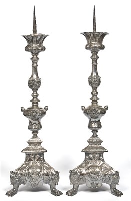 Lot 92 - Pair of Venetian Silver Altarsticks Late 18th...
