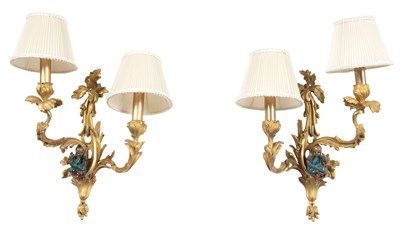 Lot 32 - Pair of Louis XV Style Gilt-Bronze Two-Branch...