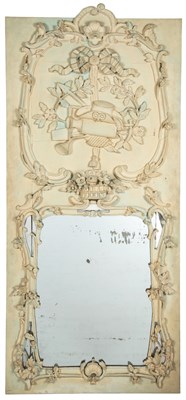 Lot 109 - Louis XV Light Gray-Painted Trumeau Mirror...