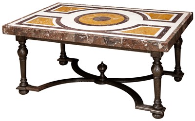 Lot 29 - Italian Inlaid Marble and Silvered Metal Low...