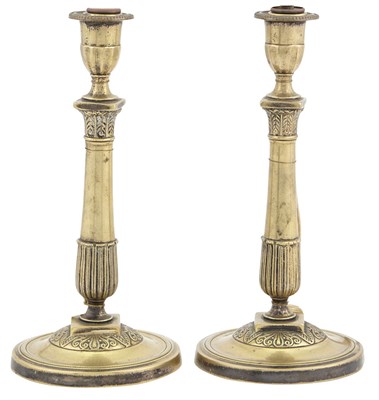 Lot 90 - Pair of Continental Brass Candlesticks 19th...