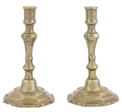 Lot 139 - Pair of Brass Candlesticks Each drilled for...