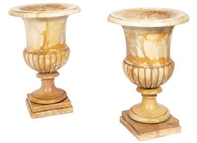 Lot 2 - Pair of Italian Yellow Marble Urns 19th...