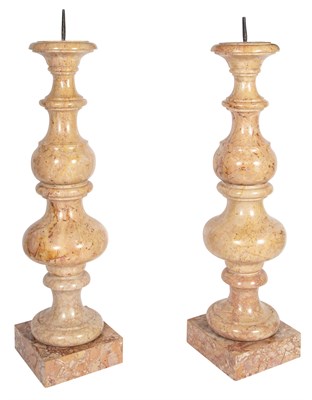 Lot 107 - Pair of Continental Marble Large Pricket...