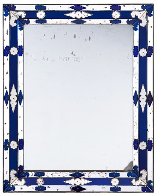 Lot 87 - Italian Cobalt Blue and Colorless Glass Mirror...