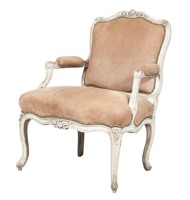 Lot 130 - Louis XV Tan Suede-Upholstered Painted...