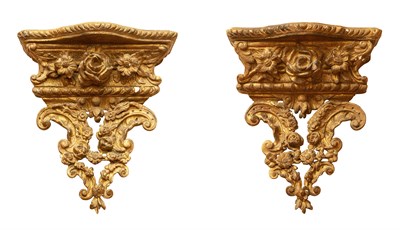 Lot 8 - Pair of Régence Style Giltwood Wall Brackets...