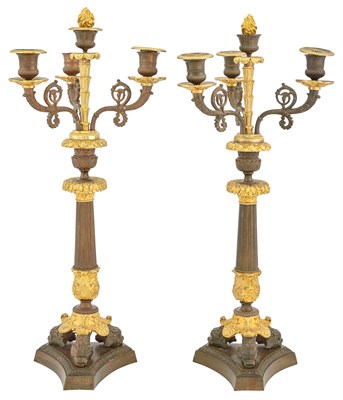 Lot 57 - Pair of Restauration Gilt and Patinated-Bronze...