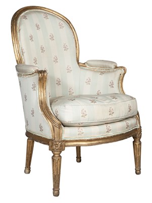 Lot 33 - Louis XVI Giltwood Bergère en Cabriolet Last...