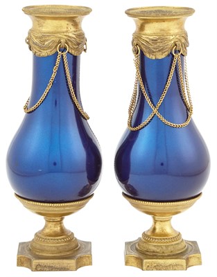 Lot 49 - Pair of Continental Neoclassical Blue Enamel...