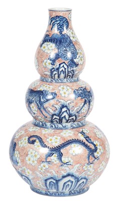 Lot 47 - Chinese Porcelain Triple Gourd Vase Kangxi Six-...