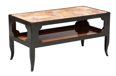 Lot 21 - Contemporary Black-Painted and Marble Low...