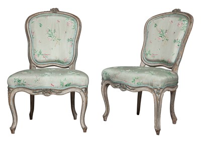 Lot 40 - Pair of Louis XV Painted Chaises en Cabriolet...