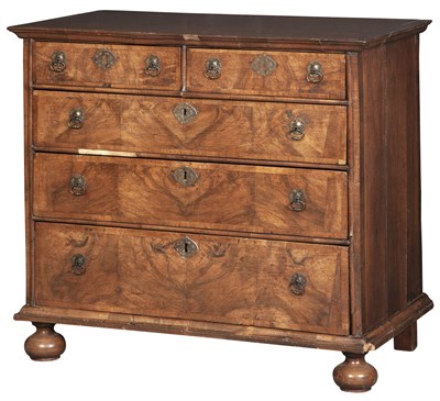 Lot 319 - Queen Anne Walnut and Oak Chest of Drawers...