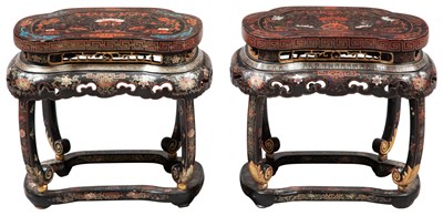 Lot 221 - Pair of Chinese Polychrome Lacquer and...