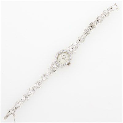 Lot 1182 - Hamilton White Gold and Diamond Wristwatch