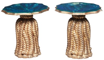 Lot 314 - Pair of Giltwood and Faux Lapis Lazuli-Painted...