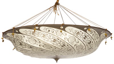 Lot 153 - Fortuny Circular Pendant Light Fixture Height...