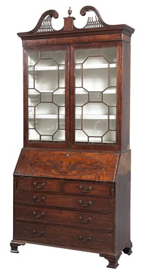 Lot 234 - George III Mahogany and Marquetry Bureau...