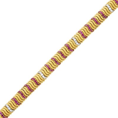 Lot 77 - Gold, Ruby and Diamond Bracelet