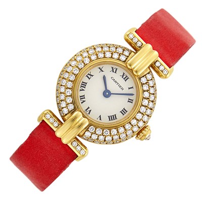Lot 3 - Cartier Paris Gold and Diamond Colisée Wristwatch
