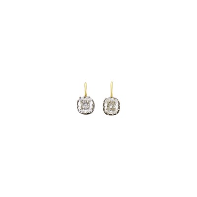 Lot 109 - Pair of Silver, Gold and Diamond Earrings