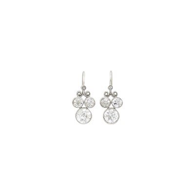 Lot 114 - Pair of Platinum and Diamond Earrings