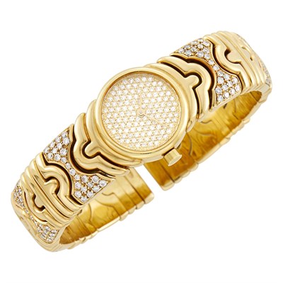 Lot 130 - Bulgari Gold and Diamond 'Parentesi' Wristwatch