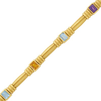 Lot 55 - Gold and Colored Stone Bracelet
