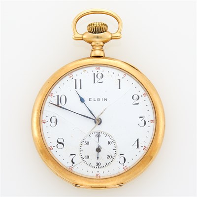 Lot 1239 - Elgin Gold Open Face Pocket Watch