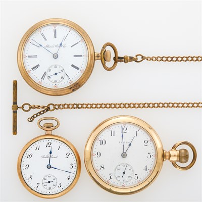 Lot 1238 - Three Gold-Plated Open Face Pocket Watches