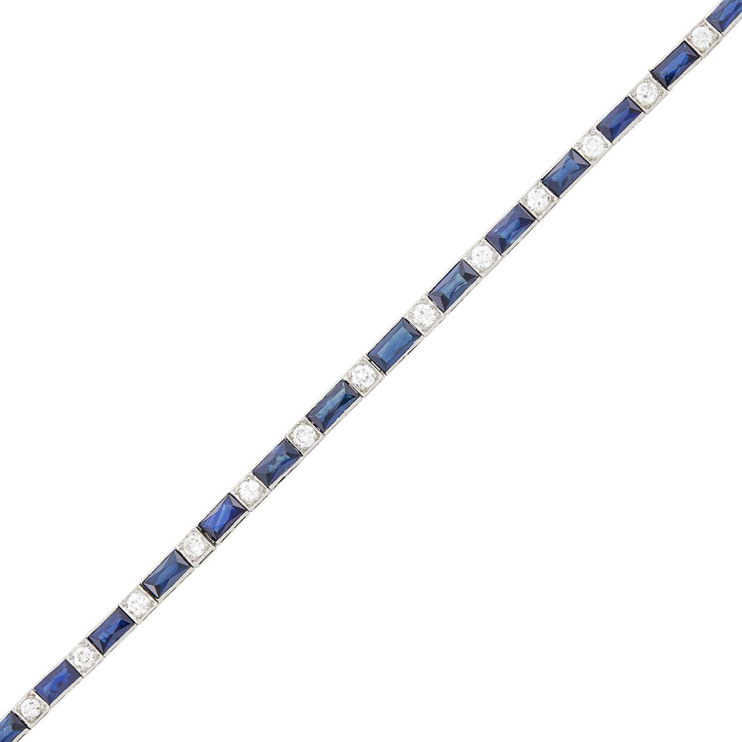 Lot 176 - Platinum, Sapphire and Diamond Straightline Bracelet
