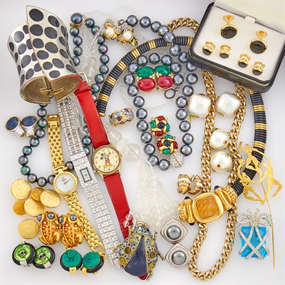 Lot 1254 - Group of Costume Jewelry and Mickey Mouse Wristwatch