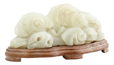 Lot 98 - A Chinese Pale Celadon Jade 'Rockwork'...