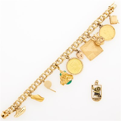 Lot 1222 - Gold and Low Karat Gold Charm Bracelet and Loose Charm