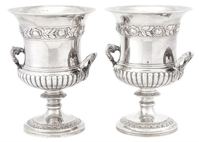 Lot 191 - Assembled Pair of English Silver Campagna-Form...