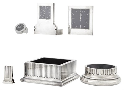 Lot 285 - Five Bulgari Sterling Silver Desk Accessories...