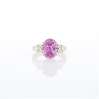 Lot 1012 - Gold, Pink Sapphire and Diamond Ring